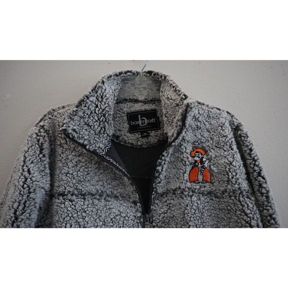 Boxercraft Women's Sz M Gray OSU Cowboys Sherpa Fleece 1/4 Zip Pullover $65 - Picture 3 of 5